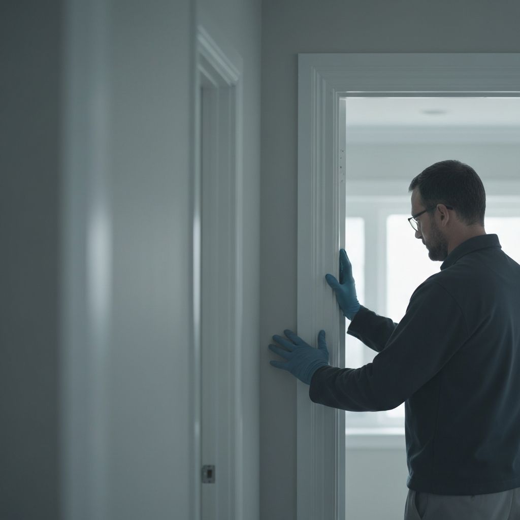 Professional restoration technician inspecting property damage