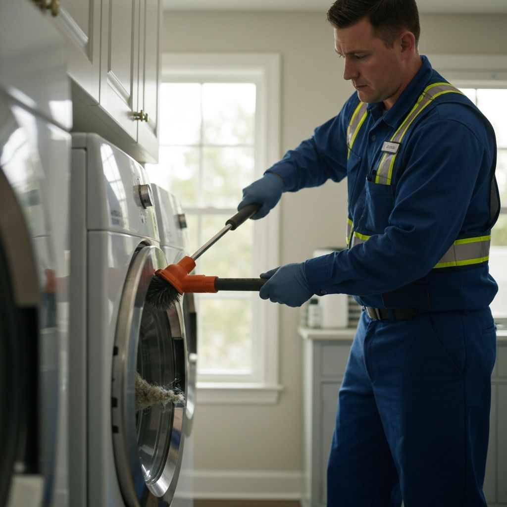 Professional cleaning dryer vent with rotary brush