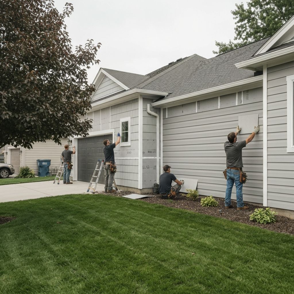 Professional contractor installing new siding on residential home