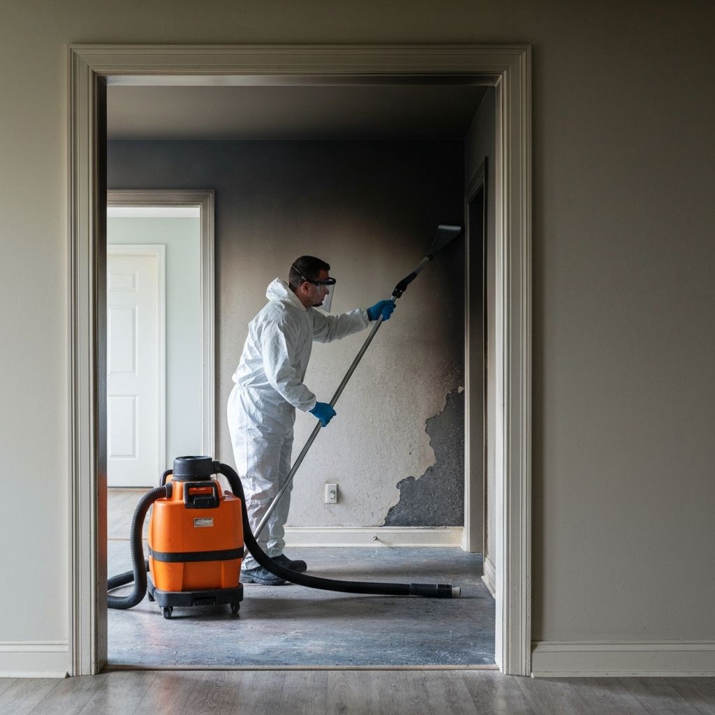Professional technician removing smoke and soot from interior surfaces
